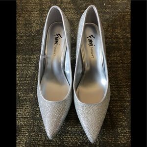 Silver glittery pumps